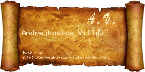 Andrejkovics Villő névjegykártya